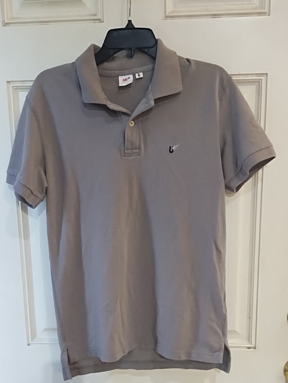 Uniqlo Polo Shirt - Taupe Gray with Small Emblem